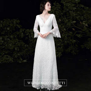 The Ophelia Wedding Bridal Trumpet Sleeves Lace Gown