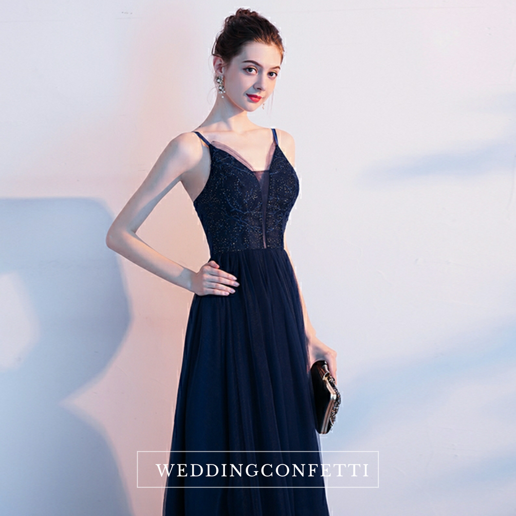 The Ryona Navy Blue Sleeveless Gown