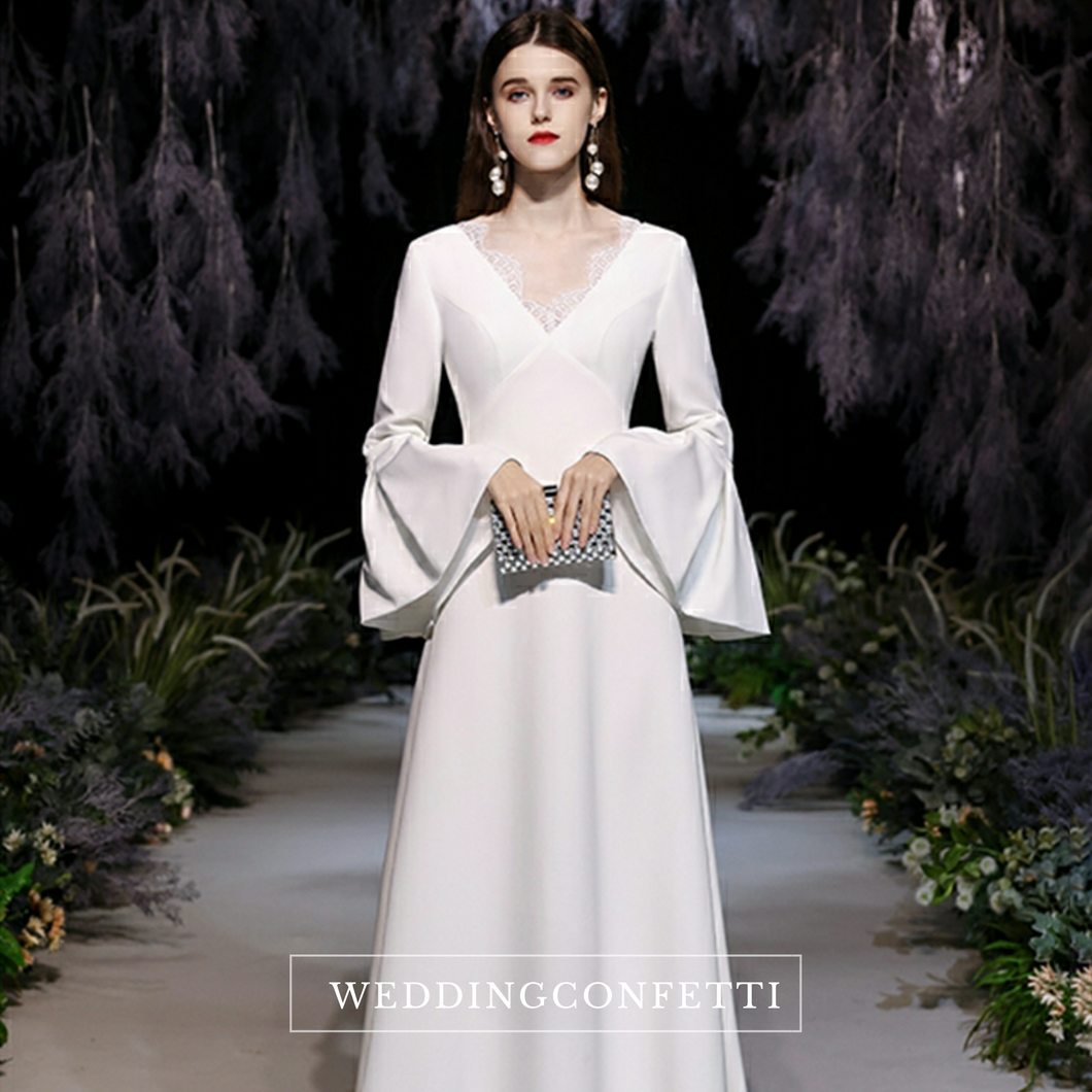 The Kestine Wedding Bridal Long Bell Sleeves Gown