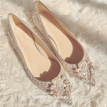 Load image into Gallery viewer, The Ixorie Wedding Champagne Bridal Flats