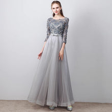 Load image into Gallery viewer, The Tania Grey Long Sleeves Gown - WeddingConfetti