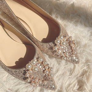 The Ixorie Wedding Champagne Bridal Flats