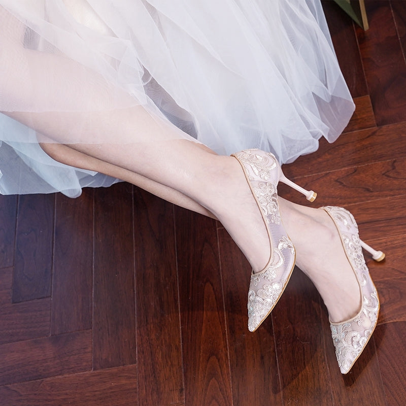 The Leila Wedding Bridal Champagne Heels – WeddingConfetti