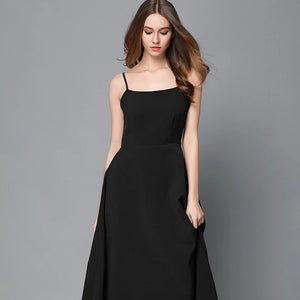 The Alex Sleeveless Midi Black Dress - WeddingConfetti