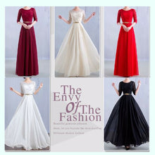 Load image into Gallery viewer, The Myra White / Red / Grey / Black / Champagne Long Sleeves Lace Evening Gown - WeddingConfetti