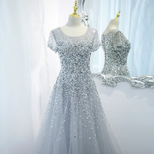 Load image into Gallery viewer, The Laurent Grey Short Sleeves Glitter Gown