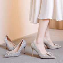 Load image into Gallery viewer, The Belline Wedding Bridal Gold/Silver Glitter Heels
