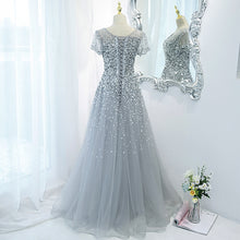 Load image into Gallery viewer, The Laurent Grey Short Sleeves Glitter Gown