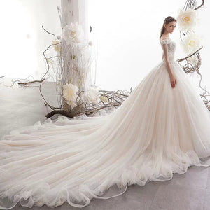 The Claris Wedding Bridal Tulle Off Shoulder Gown - WeddingConfetti