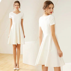 The Mary White Short Sleeeves Dress (Available in Long Sleeves) - WeddingConfetti