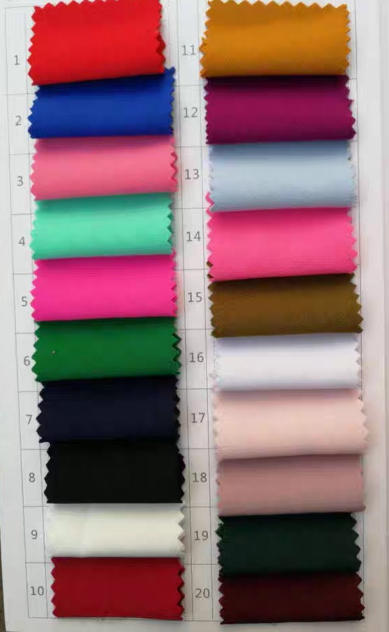 Double FDY Fabric Colour Chart