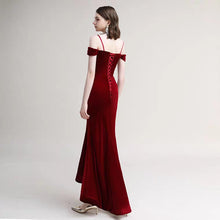 Load image into Gallery viewer, The Radienne Red Off Shoulder Gown - WeddingConfetti