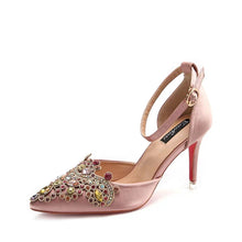 Load image into Gallery viewer, Wedding Champagne Heels with Beadings - WeddingConfetti