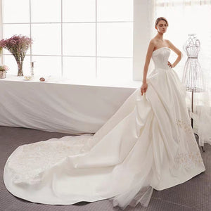 The Izzey Wedding Bridal Satin Tube Gown - WeddingConfetti