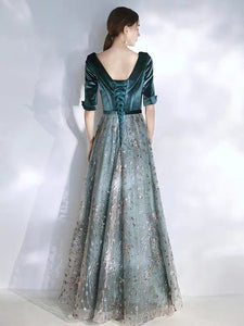 The Michaela Long Sleeves Blue Gown - WeddingConfetti