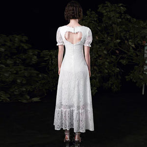 The Tetrine Wedding Bridal Short Sleeves Lace Gown