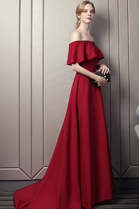The Kermelia Red Off Shoulder Gown