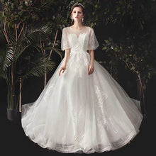 Load image into Gallery viewer, The Viva Wedding Bridal Short Illusion Sleeves Gown - WeddingConfetti