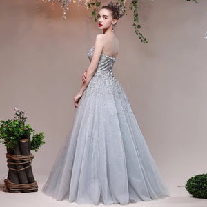 The Heather Grey Glitter Tube Gown (Customisable) - WeddingConfetti