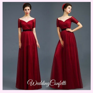 The Amerlie Off Shoulder Evening Gown (Available in 3 colours) - WeddingConfetti