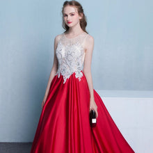 Load image into Gallery viewer, The Listel Red White Sleeveless Satin Gown - WeddingConfetti