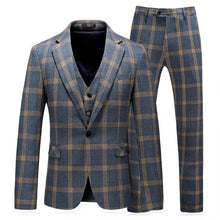 Load image into Gallery viewer, Vauseton Groom Men&#39;s Checkered Suit Jacket, Vest and Pants (3 Piece) - WeddingConfetti