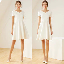 Load image into Gallery viewer, The Mary White Short Sleeeves Dress (Available in Long Sleeves) - WeddingConfetti