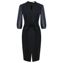 Load image into Gallery viewer, The Nora High Cut Out Collar Short Navy Blue Dress - WeddingConfetti