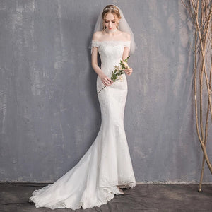 The Renalyda Wedding Bridal Lace Off Shoulder Gown - WeddingConfetti