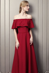 The Kermelia Red Off Shoulder Gown