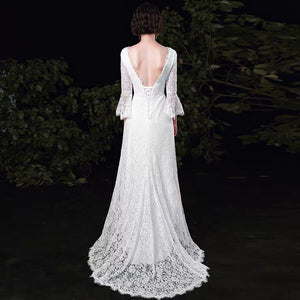 The Ophelia Wedding Bridal Trumpet Sleeves Lace Gown