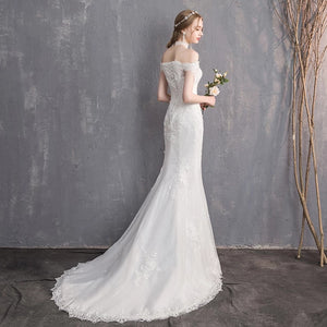 The Renalyda Wedding Bridal Lace Off Shoulder Gown - WeddingConfetti