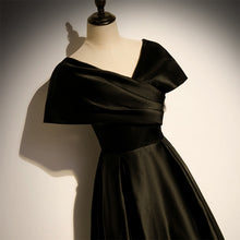Load image into Gallery viewer, The Juliana Black Boat Neck Off Shoulder Gown