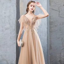 Load image into Gallery viewer, The Charlene Champagne Tulle Gown - WeddingConfetti