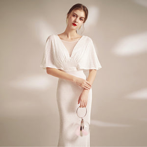 The Serena Off White Flare Sleeves Gown