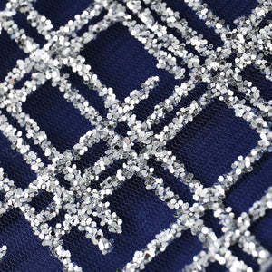 The Lehanga Off Shoulder Navy Blue Glitter Gown - WeddingConfetti