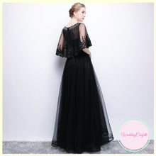 Load image into Gallery viewer, The Cecily Lace Black Illusion Sleeves Gown - WeddingConfetti
