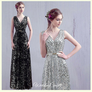 The Dorothea Sleeveless Sequins Gown - WeddingConfetti