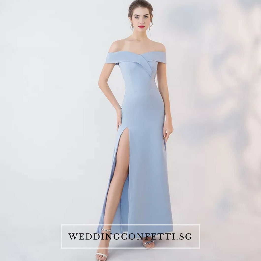 The Edita Blue/Black/Red/Pink Off Shoulder Dress - WeddingConfetti