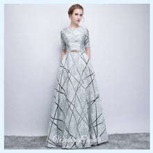 Load image into Gallery viewer, The Eliza White / Grey Long Sleeves Dress - WeddingConfetti