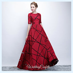 The Eliza Red Long Sleeves Dress - WeddingConfetti