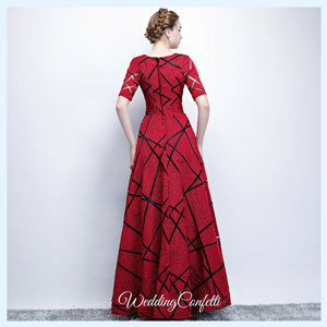 The Eliza Red Long Sleeves Dress - WeddingConfetti