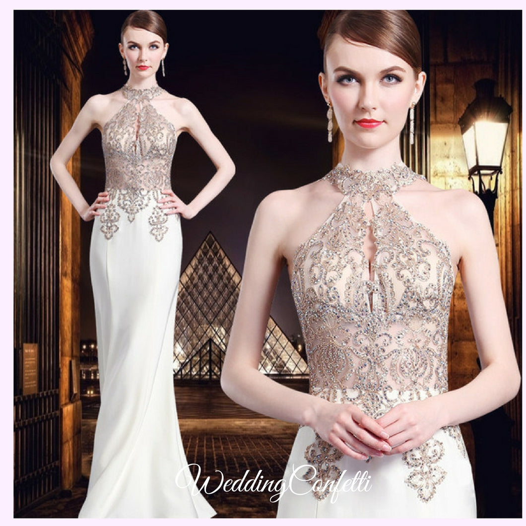 The Esmeralda Wedding Bridal Halter Gold / Red / Blue Dress / Gown - WeddingConfetti