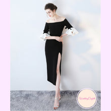 Load image into Gallery viewer, The Fayth Cocktail Black Trumpet Sleeves Dress - WeddingConfetti