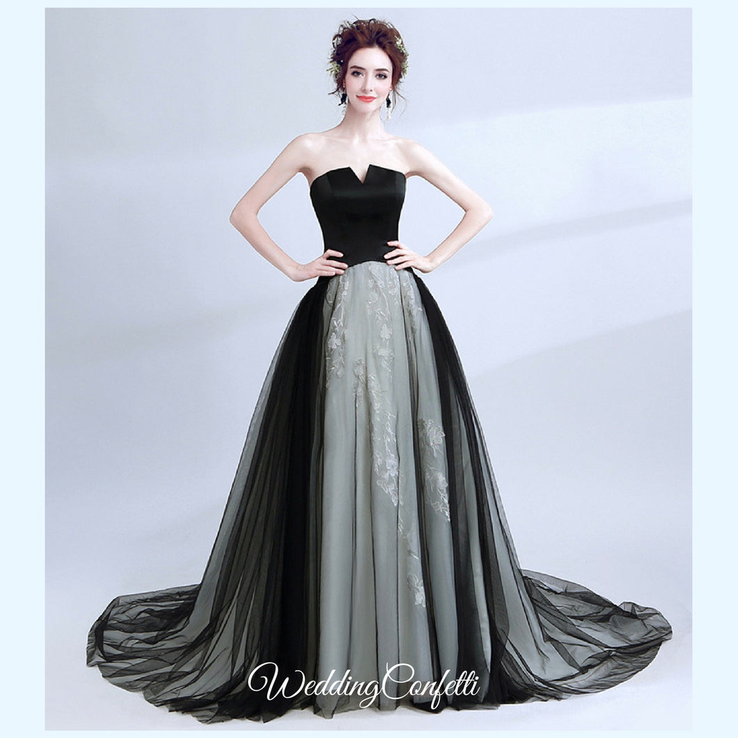 The Galina Ombre Black Tube Gown - WeddingConfetti