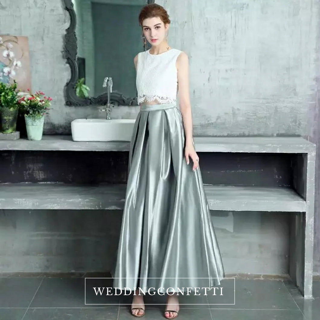 The Clover Wedding Bridal Lace Crop Top Maxi & Skirt (Customisable) - WeddingConfetti