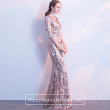 Load image into Gallery viewer, The Jaycyntha Gold Sequins Long Sleeves Gown - WeddingConfetti