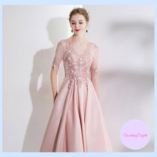 Load image into Gallery viewer, The Kadienne Pink Long Sleeves Satin Gown - WeddingConfetti