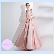 Load image into Gallery viewer, The Kadienne Pink Long Sleeves Satin Gown - WeddingConfetti