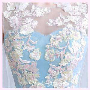 The Mikayla Allure Blue Sleeveless Gown - WeddingConfetti